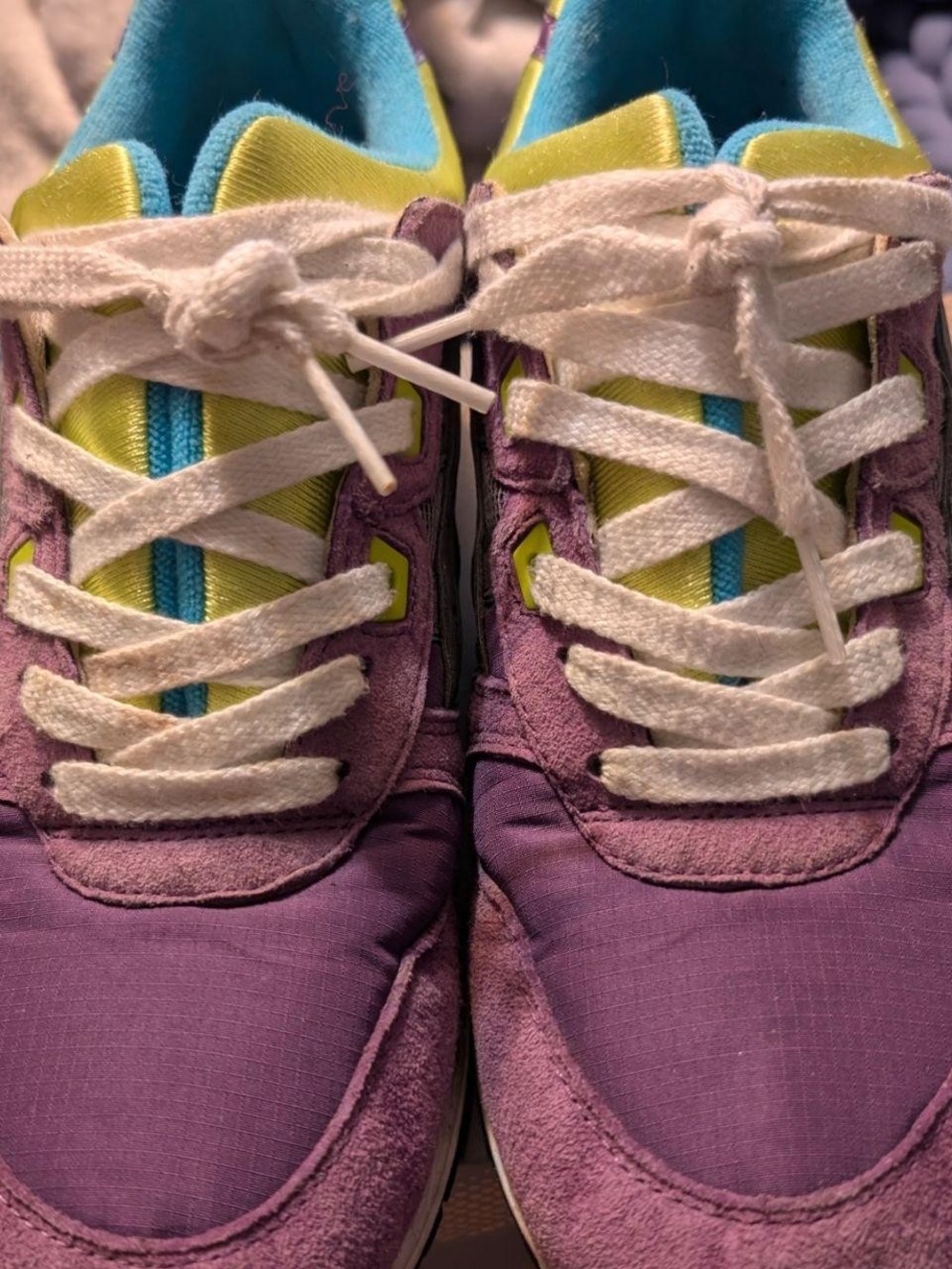 Purple and Lime Lace-Up Aasics Gel-Lyte III